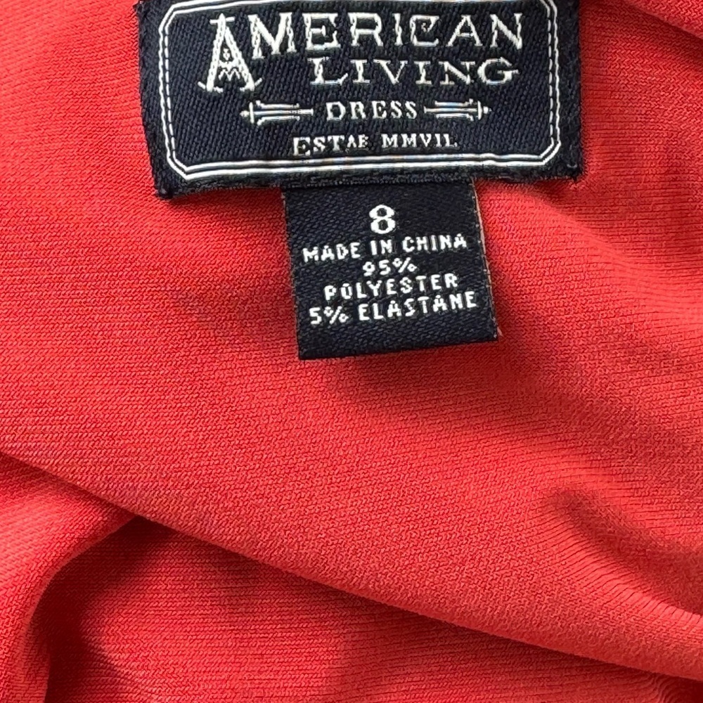 American Living Red Ruched Wrap Cocktail Dress - Picture 7 of 8